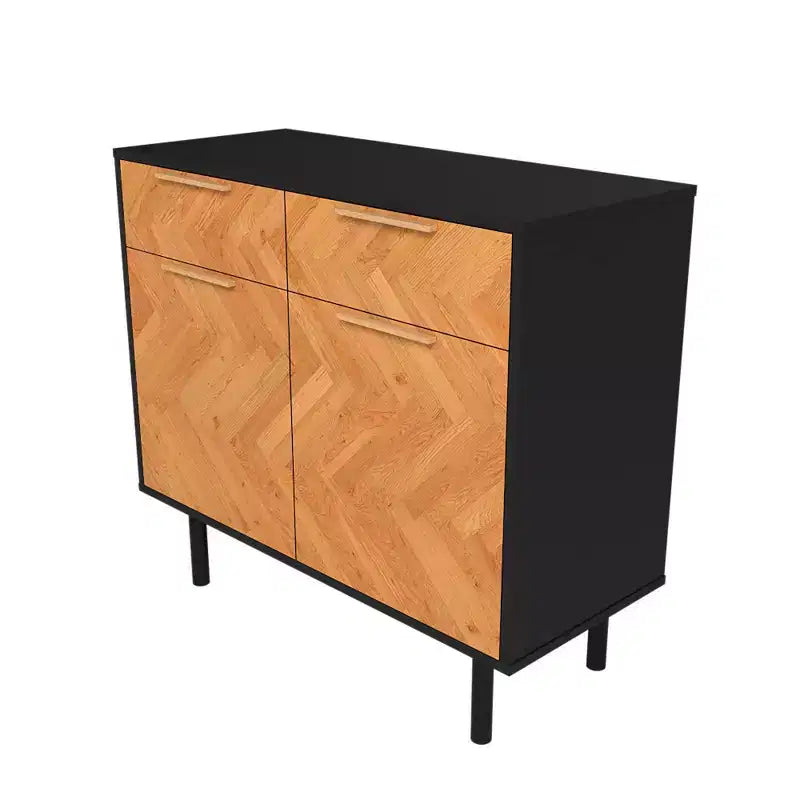 Madia Liam Mid-Century Modern Manhattan Comfort a 4 ripiani, Nera/Naturale
