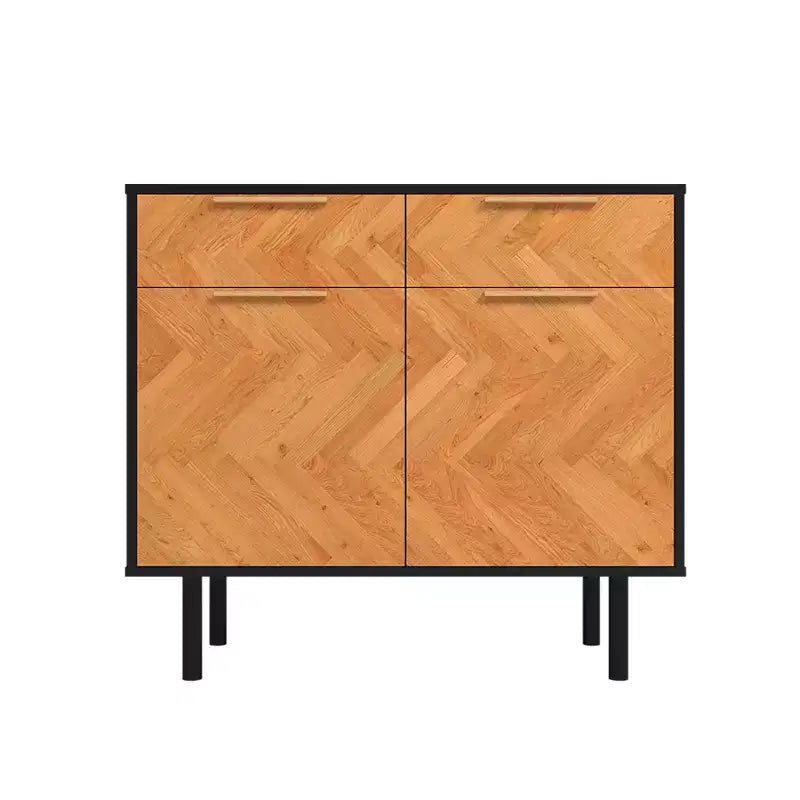 Madia Liam Mid-Century Modern Manhattan Comfort a 4 ripiani, Nera/Naturale
