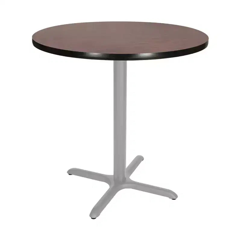 Hampden Furnishings Tavolo da pranzo rotondo da 36" della collezione Bennet con base a X, grigio/mogano