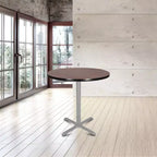 Hampden Furnishings Tavolo da pranzo rotondo da 36" della collezione Bennet con base a X, grigio/mogano