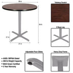 Hampden Furnishings Tavolo da pranzo rotondo da 36" della collezione Bennet con base a X, grigio/mogano