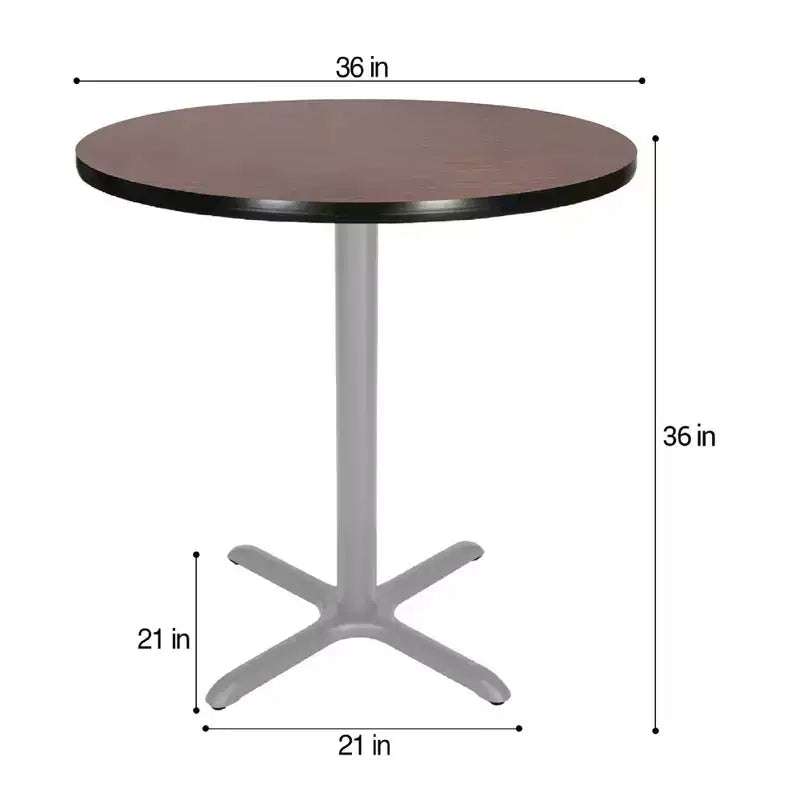 Hampden Furnishings Tavolo da pranzo rotondo da 36" della collezione Bennet con base a X, grigio/mogano