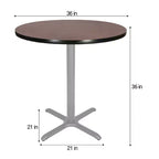 Hampden Furnishings Tavolo da pranzo rotondo da 36" della collezione Bennet con base a X, grigio/mogano