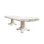 Tavolo da pranzo Vendome da 136" con finitura perla antica - Acme Furniture: Classico a doppio piedistallo, 10 posti, struttura in resina