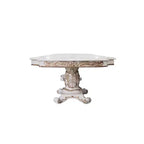 Tavolo da pranzo Vendome da 136" con finitura perla antica - Acme Furniture: Classico a doppio piedistallo, 10 posti, struttura in resina