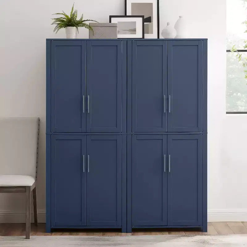 Crosley 67" Savannah Set Mobile Dispensa Cucina 2pz Blu Navy: Stile Tradizionale, Impiallacciatura in Legno, Struttura in MDF, 6 Ripiani