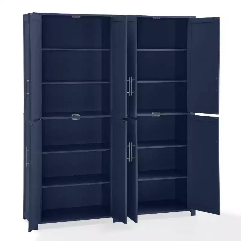 Crosley 67" Savannah Set Mobile Dispensa Cucina 2pz Blu Navy: Stile Tradizionale, Impiallacciatura in Legno, Struttura in MDF, 6 Ripiani