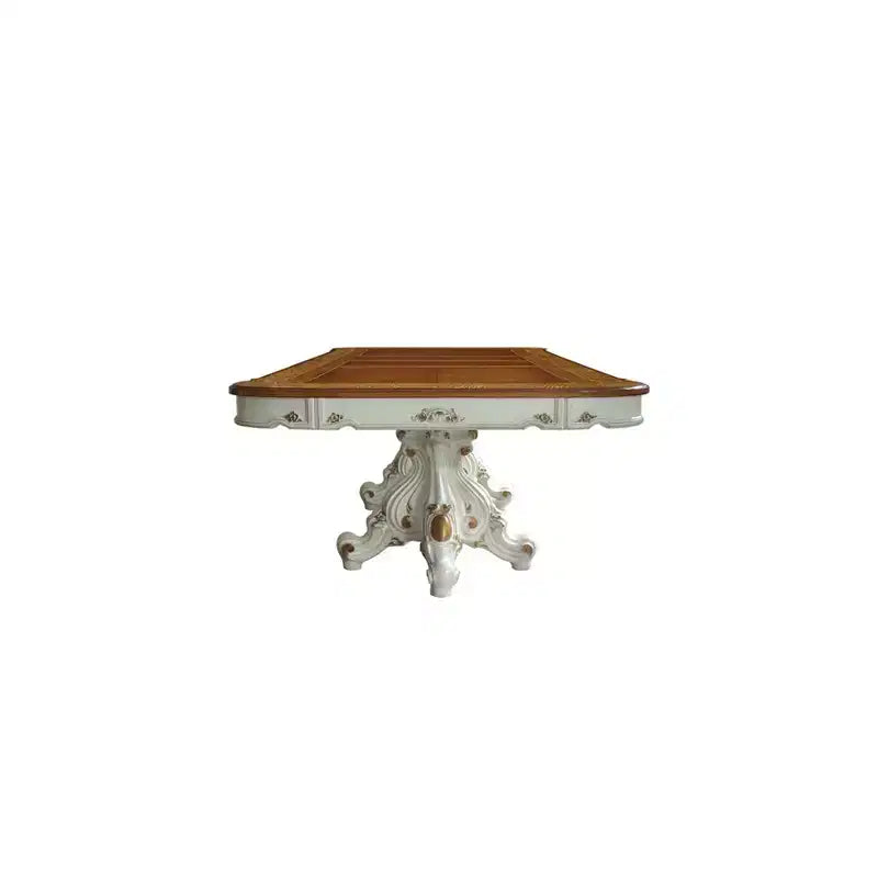 Tavolo da pranzo Picardy 300 cm Perla Antica/Rovere Ciliegio - Acme Furniture: Doppio piedistallo decorato, Posti a sedere 8