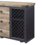 Edina 50" Mobili per Cucina e Sala da Pranzo in Quercia e Nero Sabbioso - Acme Furniture: Credenza Buffet con Telaio in Metallo, Superficie in MDF