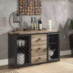Edina 50" Mobili per Cucina e Sala da Pranzo in Quercia e Nero Sabbioso - Acme Furniture: Credenza Buffet con Telaio in Metallo, Superficie in MDF