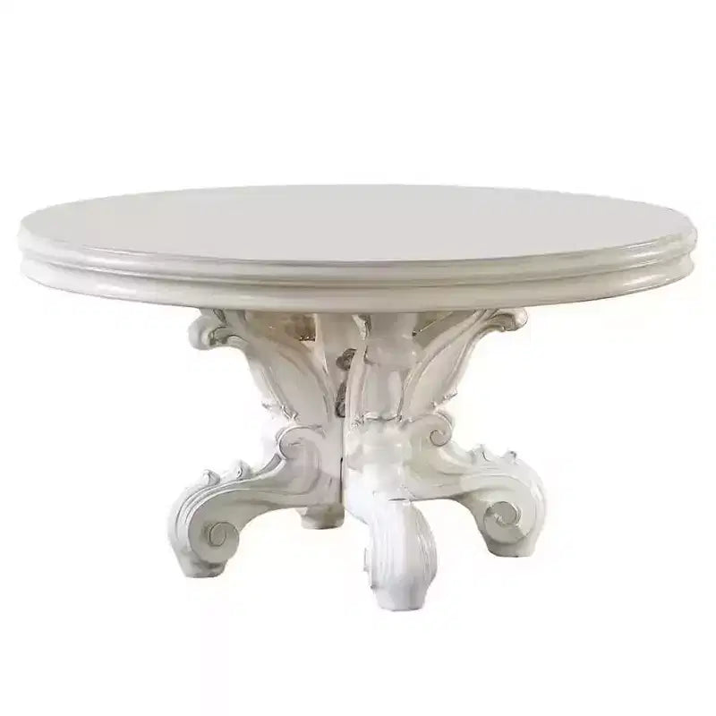 60" Versailles Dining Table PU Bone White Finsih - Acme Furniture