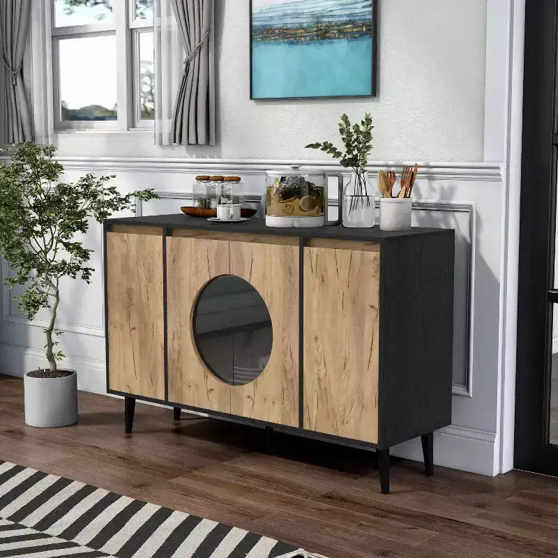 Andrew Madia da Buffet Mid-Century Modern Rovere Chiaro/Nero - miBasics