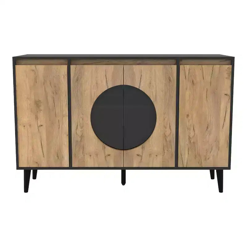Andrew Madia da Buffet Mid-Century Modern Rovere Chiaro/Nero - miBasics