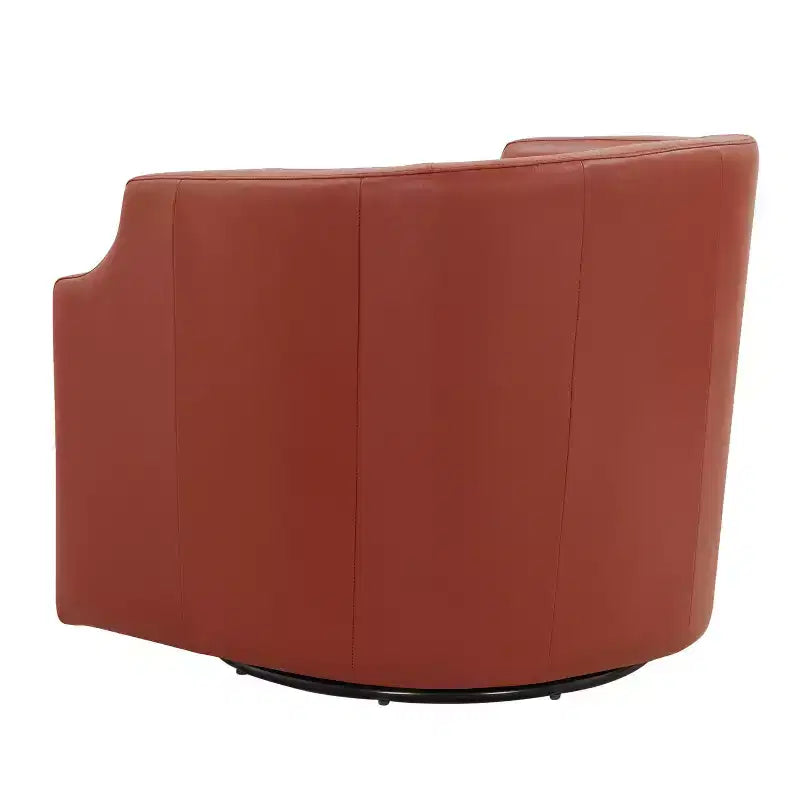 Poltrona a botte girevole e a dondolo Comfort Pointe Erenson in pelle fiore, color caramello