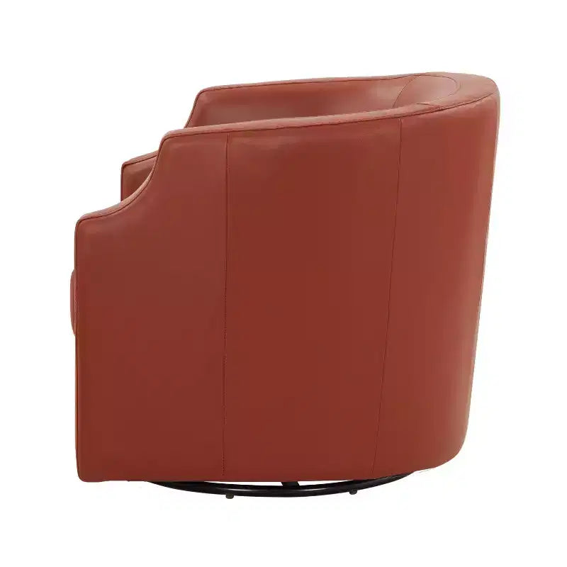 Poltrona a botte girevole e a dondolo Comfort Pointe Erenson in pelle fiore, color caramello