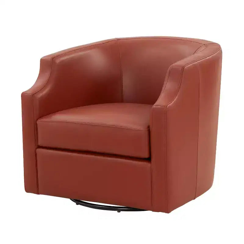 Poltrona a botte girevole e a dondolo Comfort Pointe Erenson in pelle fiore, color caramello