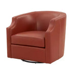 Poltrona a botte girevole e a dondolo Comfort Pointe Erenson in pelle fiore, color caramello