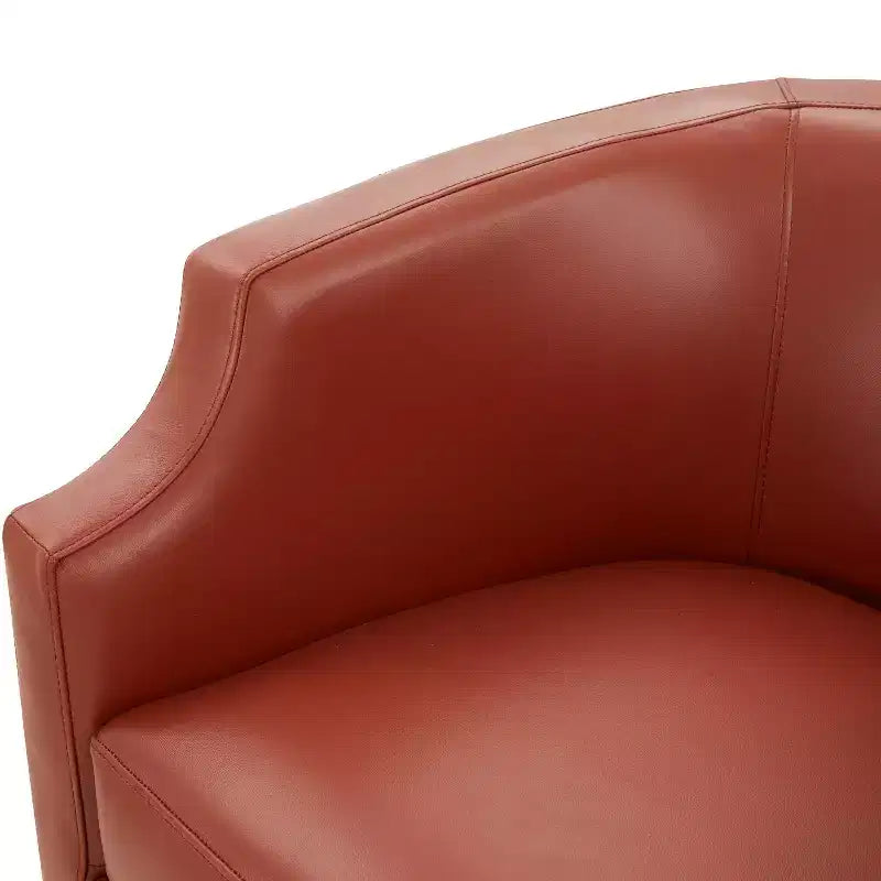 Poltrona a botte girevole e a dondolo Comfort Pointe Erenson in pelle fiore, color caramello