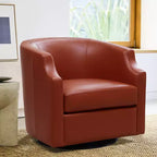 Poltrona a botte girevole e a dondolo Comfort Pointe Erenson in pelle fiore, color caramello