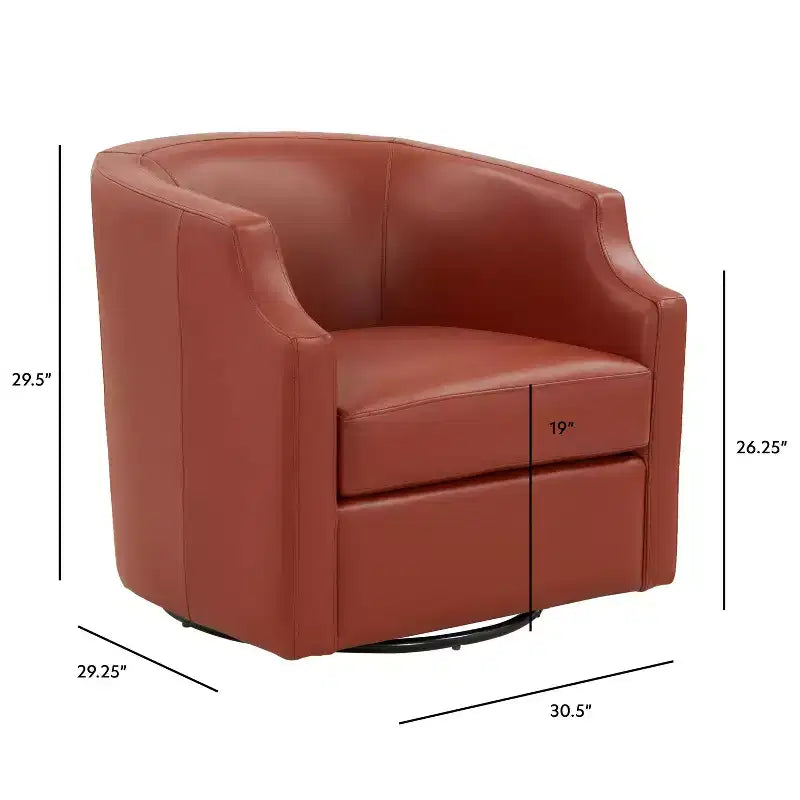 Poltrona a botte girevole e a dondolo Comfort Pointe Erenson in pelle fiore, color caramello