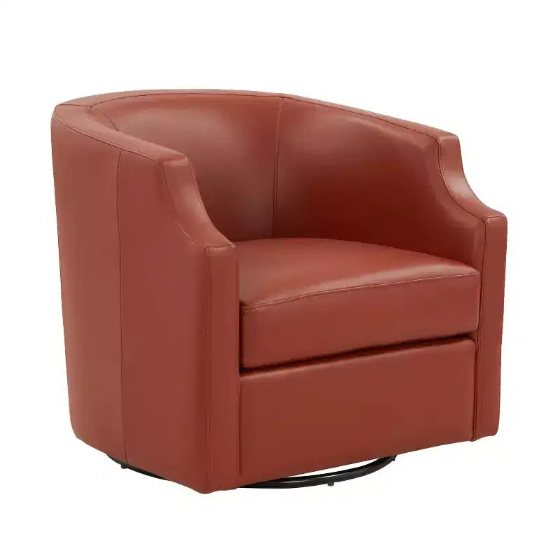 Poltrona a botte girevole e a dondolo Comfort Pointe Erenson in pelle fiore, color caramello