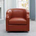 Poltrona a botte girevole e a dondolo Comfort Pointe Erenson in pelle fiore, color caramello