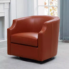 Poltrona a botte girevole e a dondolo Comfort Pointe Erenson in pelle fiore, color caramello