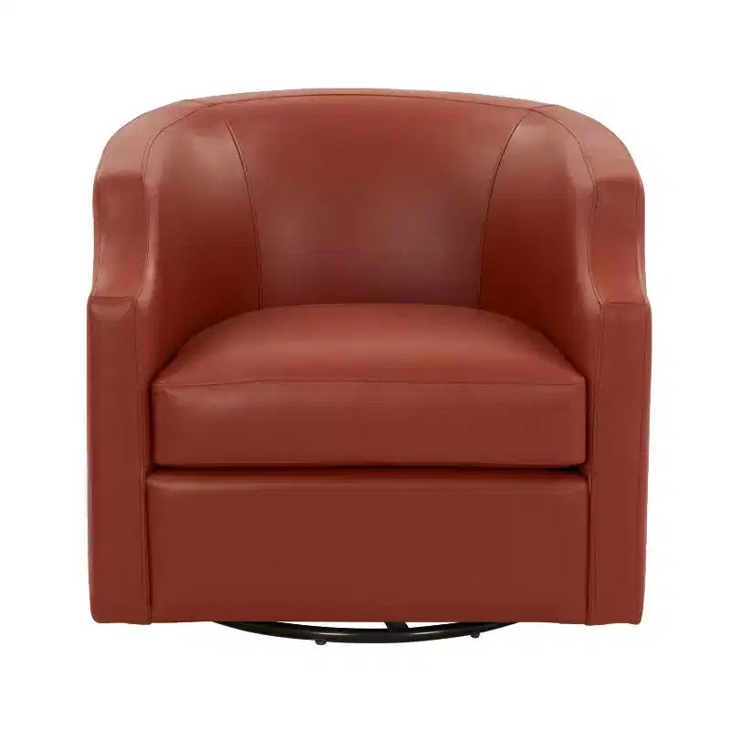 Poltrona a botte girevole e a dondolo Comfort Pointe Erenson in pelle fiore, color caramello