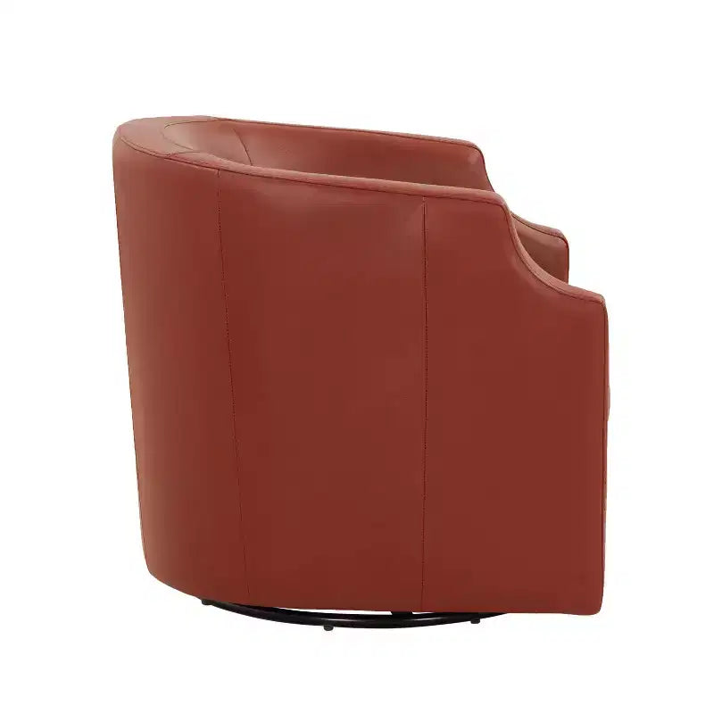 Poltrona a botte girevole e a dondolo Comfort Pointe Erenson in pelle fiore, color caramello