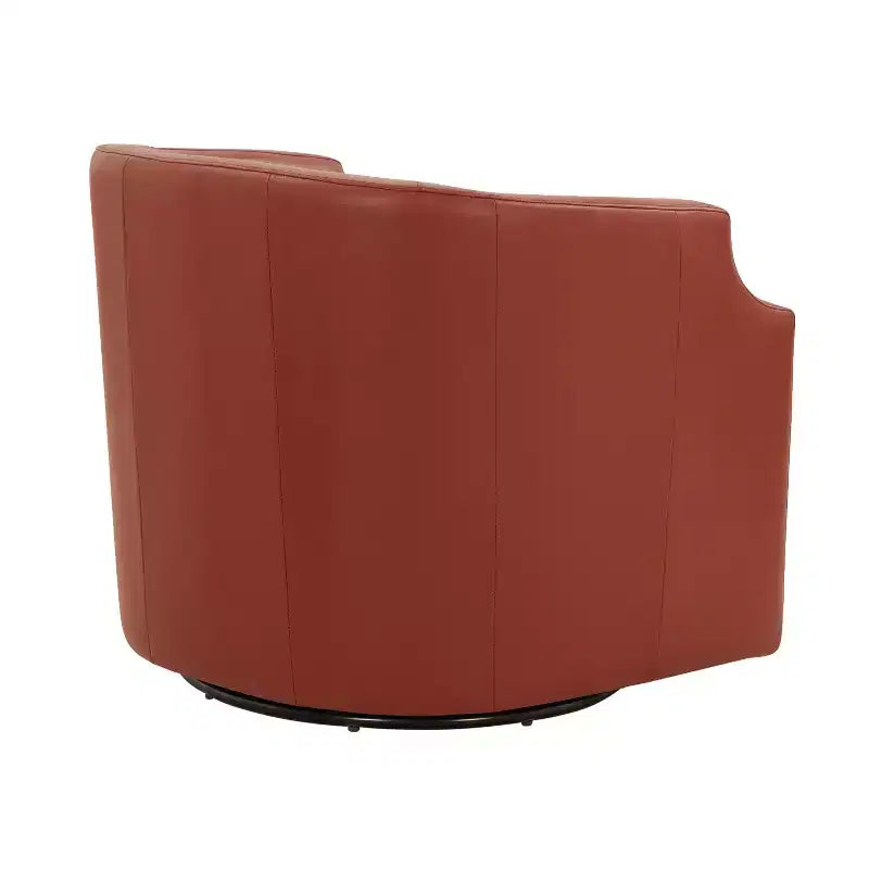 Poltrona a botte girevole e a dondolo Comfort Pointe Erenson in pelle fiore, color caramello