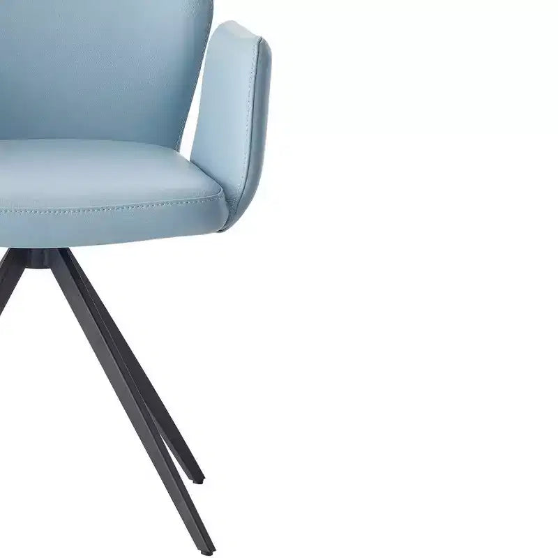 Poltrona d'Appoggio Segismunda da 24" in Pelle Azzurra/Finitura Nera - Acme Furniture