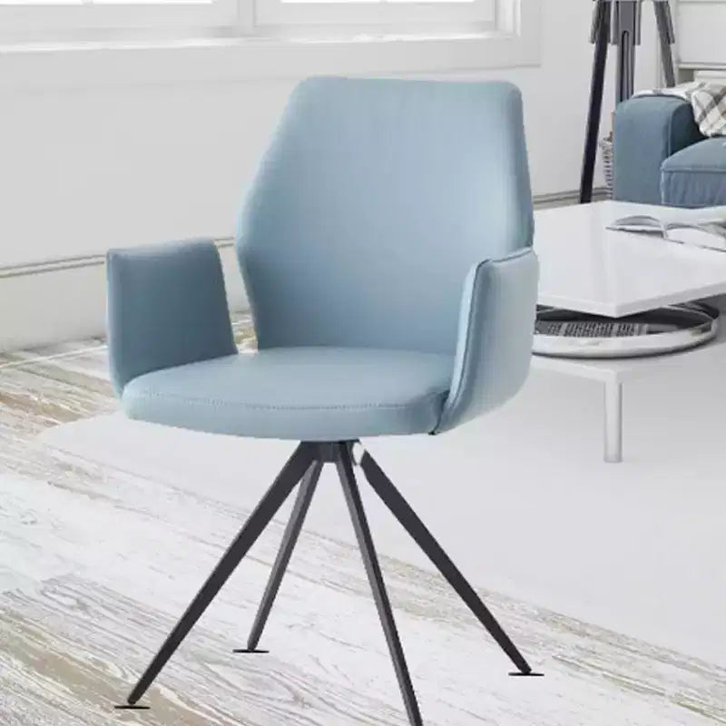 Poltrona d'Appoggio Segismunda da 24" in Pelle Azzurra/Finitura Nera - Acme Furniture