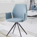 Poltrona d'Appoggio Segismunda da 24" in Pelle Azzurra/Finitura Nera - Acme Furniture