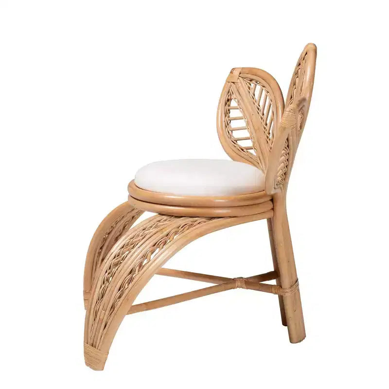 Bali e Pari Gresham Poltrona con foglie in rattan naturale Bianco/Marrone naturale: Realizzata a mano, Cuscino in schiuma, Nessun assemblaggio richiesto