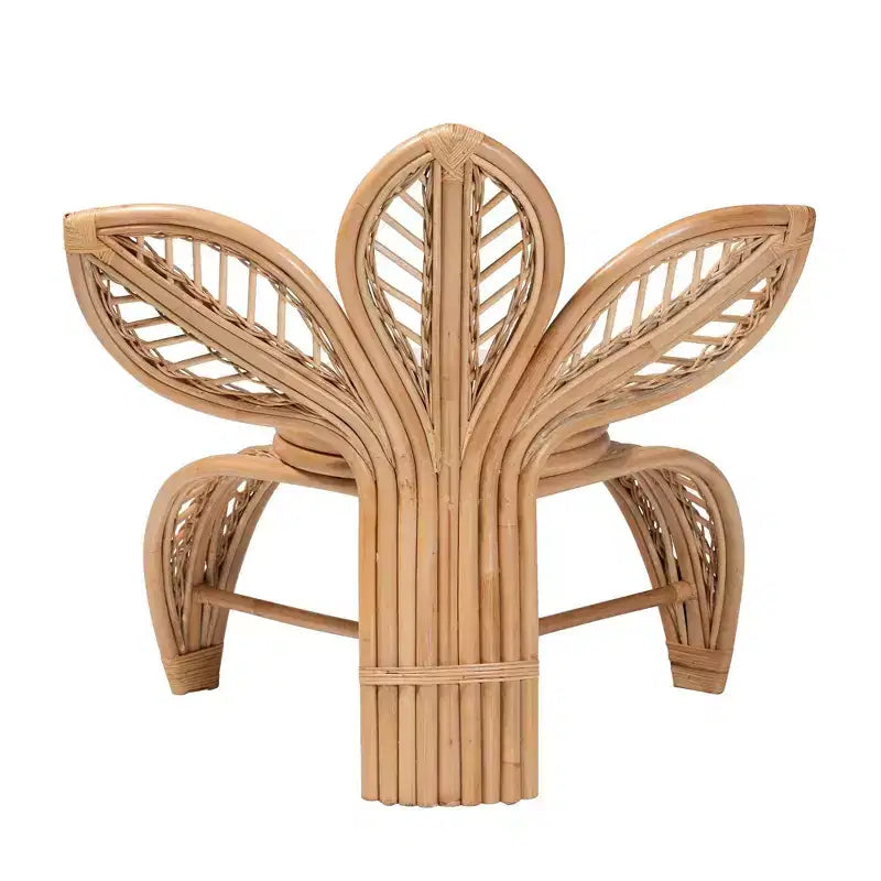 Bali e Pari Gresham Poltrona con foglie in rattan naturale Bianco/Marrone naturale: Realizzata a mano, Cuscino in schiuma, Nessun assemblaggio richiesto