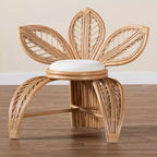 Bali e Pari Gresham Poltrona con foglie in rattan naturale Bianco/Marrone naturale: Realizzata a mano, Cuscino in schiuma, Nessun assemblaggio richiesto