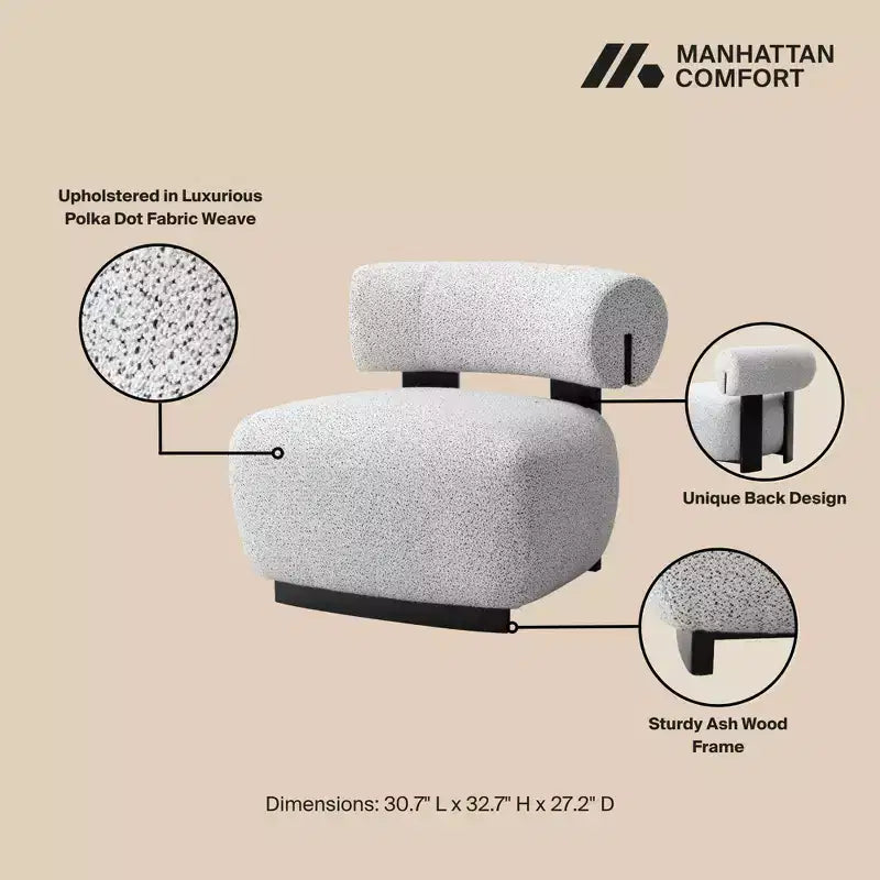 Manhattan Comfort Set di 2 Sedie Moderne Imbottite in Tessuto Bartow Avorio/Nero
