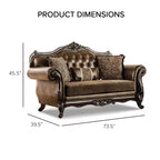HOMES: Inside + Out Divano Due Posti Tradizionale Frazer 73" con Borchie Marrone