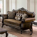 HOMES: Inside + Out Divano Due Posti Tradizionale Frazer 73" con Borchie Marrone