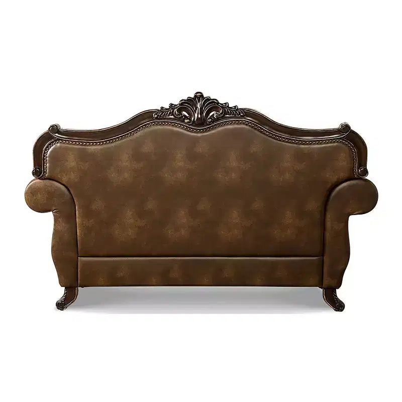 HOMES: Inside + Out Divano Due Posti Tradizionale Frazer 73" con Borchie Marrone