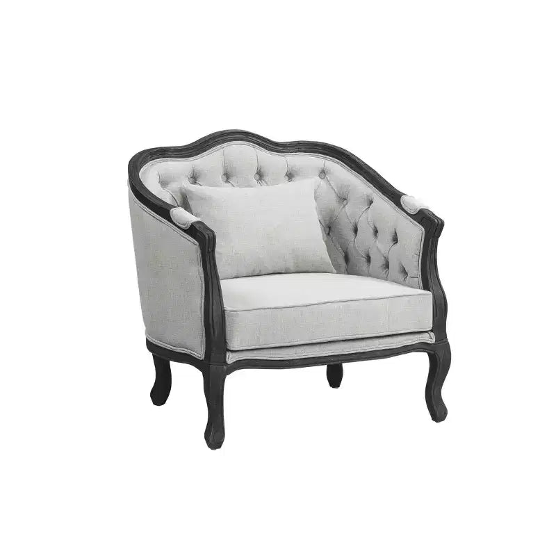 Poltrona d'accento Samael da 37" in lino grigio con finitura marrone scuro - Acme Furniture