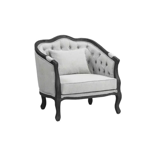 Poltrona d'accento Samael da 37" in lino grigio con finitura marrone scuro - Acme Furniture