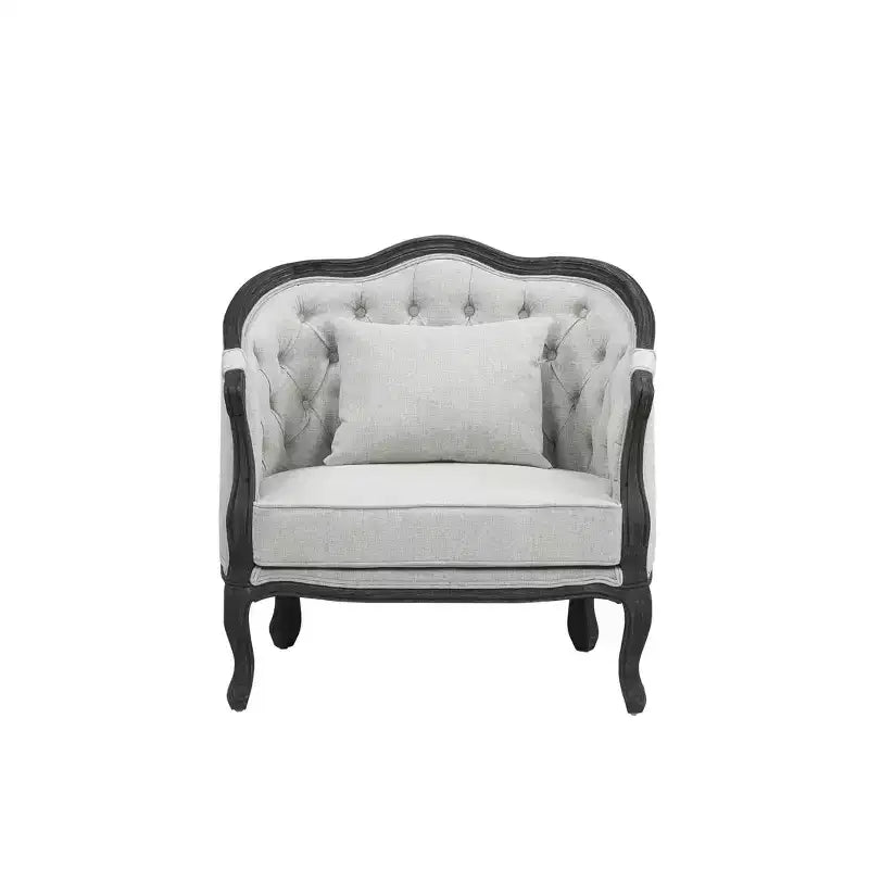 Poltrona d'accento Samael da 37" in lino grigio con finitura marrone scuro - Acme Furniture