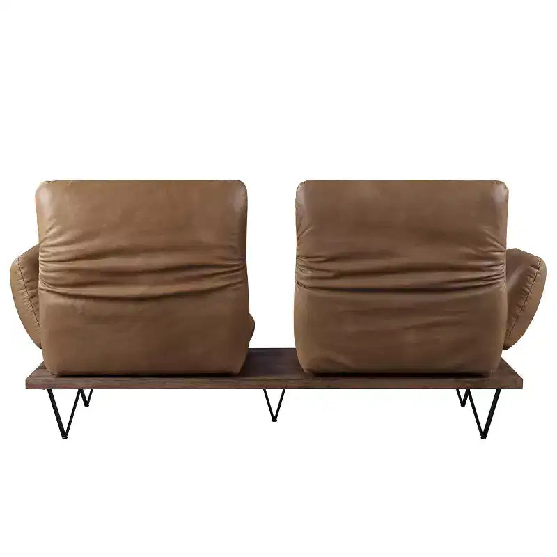 Divano Narech da 88" con Pelle Fiore Marrone Noce Girevole - Acme Furniture: Include 2 Cuscini Decorativi, Struttura in Legno