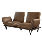 Divano Narech da 88" con Pelle Fiore Marrone Noce Girevole - Acme Furniture: Include 2 Cuscini Decorativi, Struttura in Legno