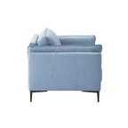 Divano Mesut 68" in pelle fiore azzurra con gambe in metallo e borchie decorative - Acme Furniture