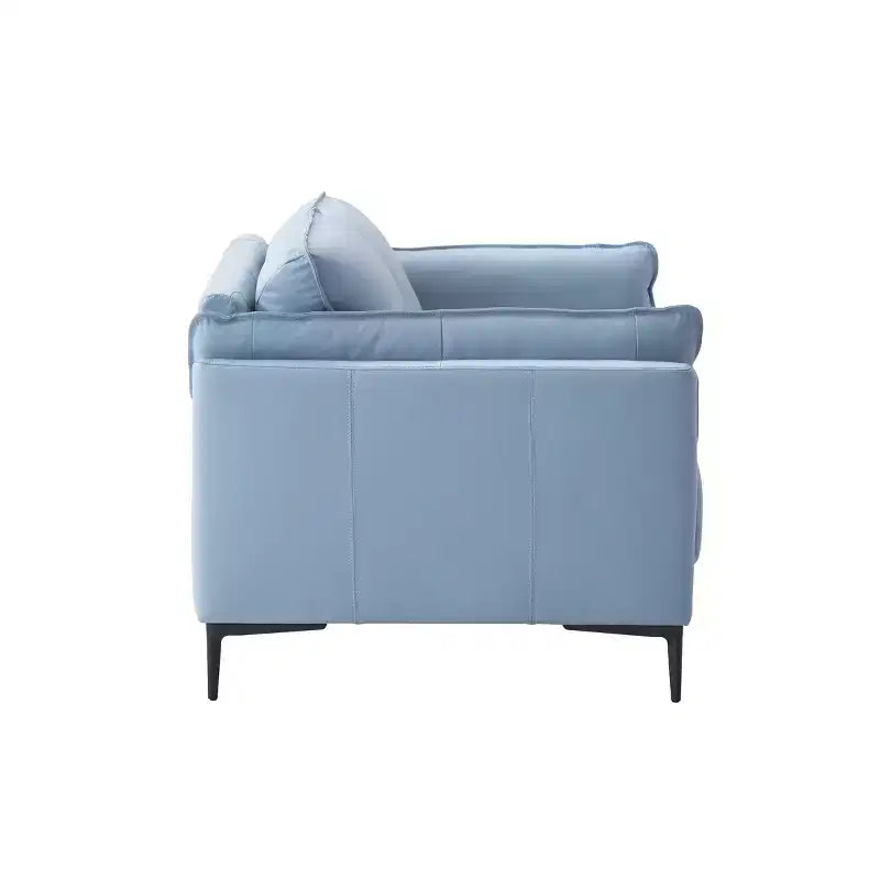 Divano Mesut 68" in pelle fiore azzurra con gambe in metallo e borchie decorative - Acme Furniture