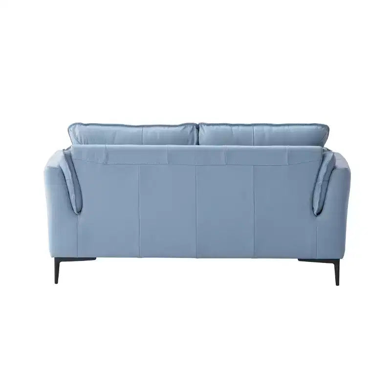 Divano Mesut 68" in pelle fiore azzurra con gambe in metallo e borchie decorative - Acme Furniture