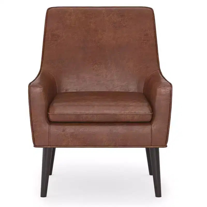 Poltrona accent Warnock Marrone Saddle distressed - WyndenHall: Ecopelle, gambe in legno di gomma