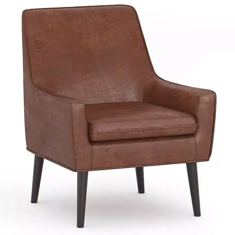 Poltrona accent Warnock Marrone Saddle distressed - WyndenHall: Ecopelle, gambe in legno di gomma